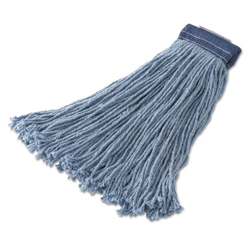 Cotton/synthetic Cut-end Blend Mop Head, 24 Oz, 1" Band, Blue, 12/carton